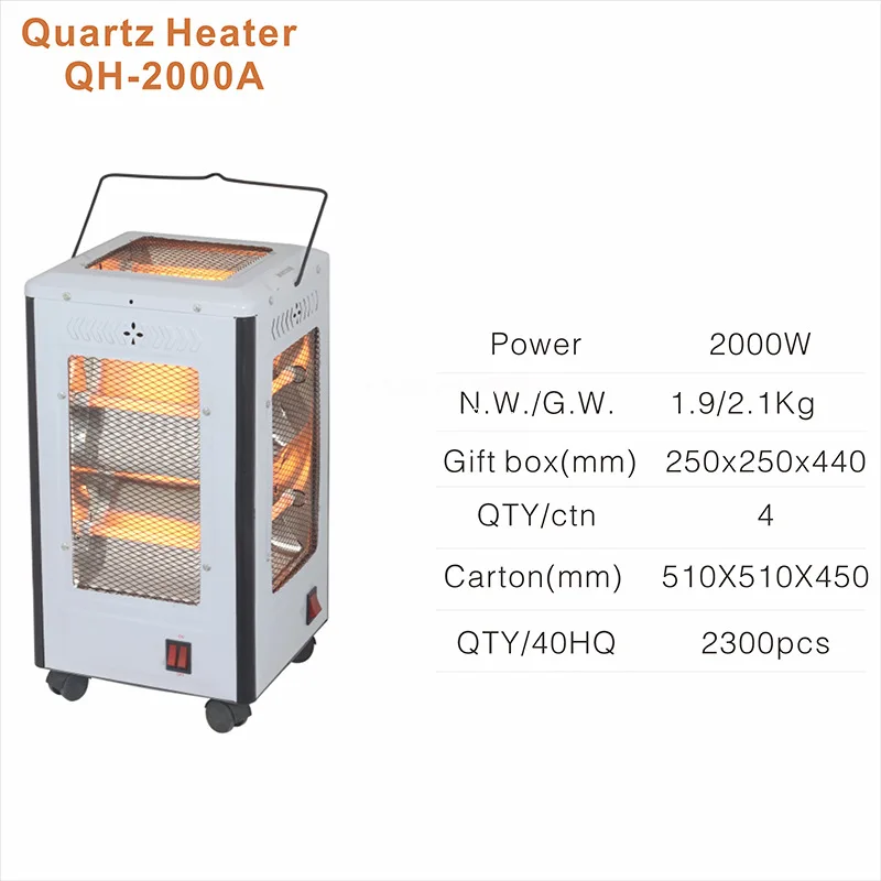 Low Noise Temperature Sense Anti-explosion 10BAR TUBES Portable Outdoor Quartz Heater  Electric Heater
