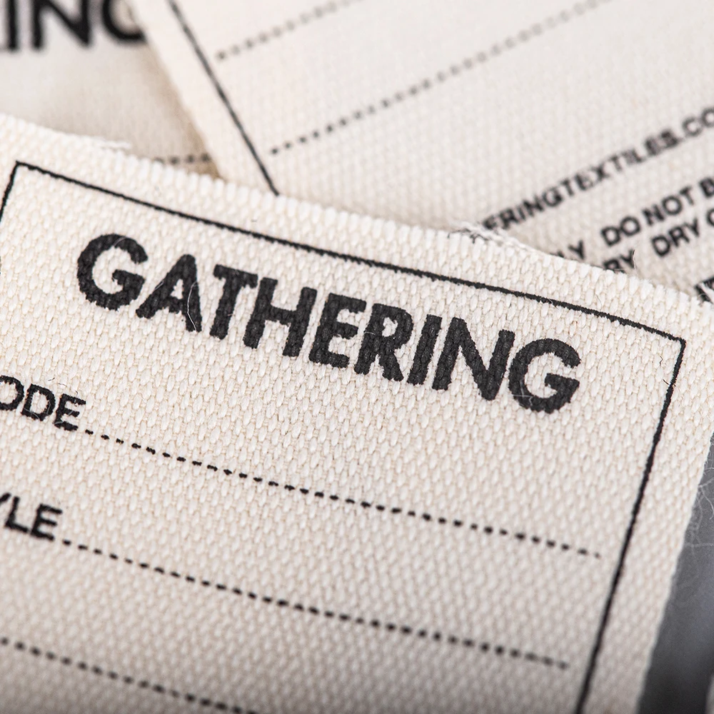 Recycled Shirt Tag cotton Clothing Label Printed Cotton Thread Sew-on Label Woven Fabric Labels