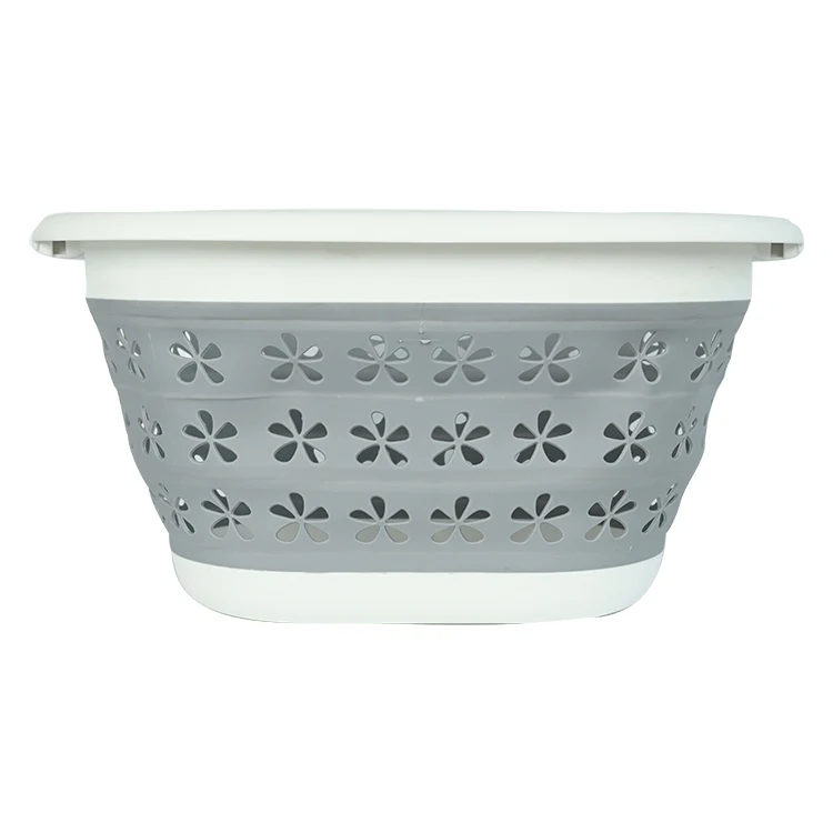 Foldable Pop Up Laundry Hampe with Reinforced Handle Plastic Folding Gocart Collapsible Laundry Basket