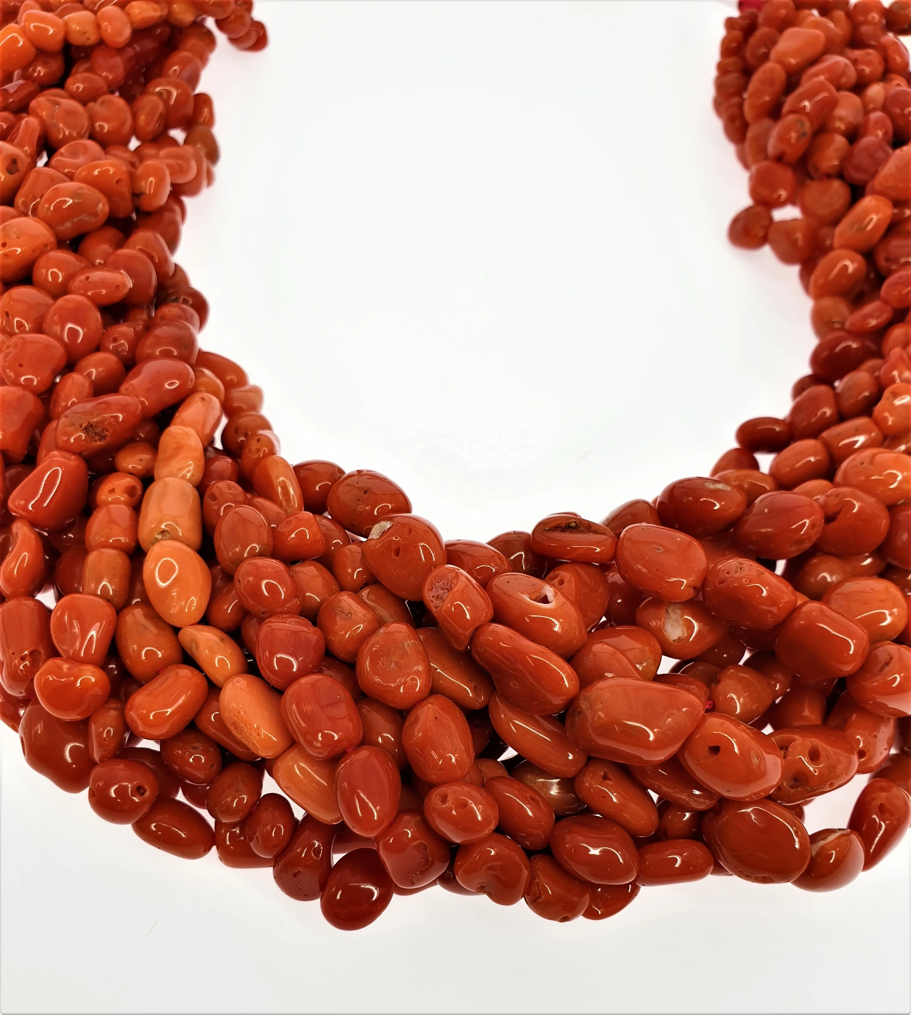 
High Quality Natural Red Italian Nugget Coral Beads Necklace 