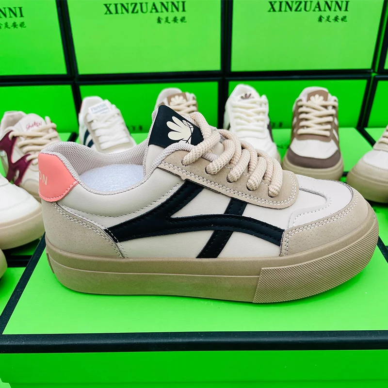 W2808 New styles pu upper woman walking style casual shoes cheap price fashion skateboard sneakers shoe for women