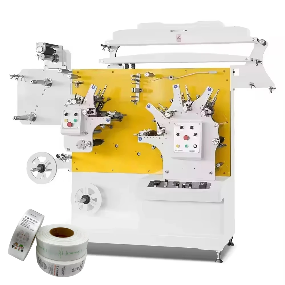 JR-1242 Jingda Brand 4+2 Colors Automatic Roll To Roll Letterpress Label Flexo Printing Machine For Narrow Fabric Label