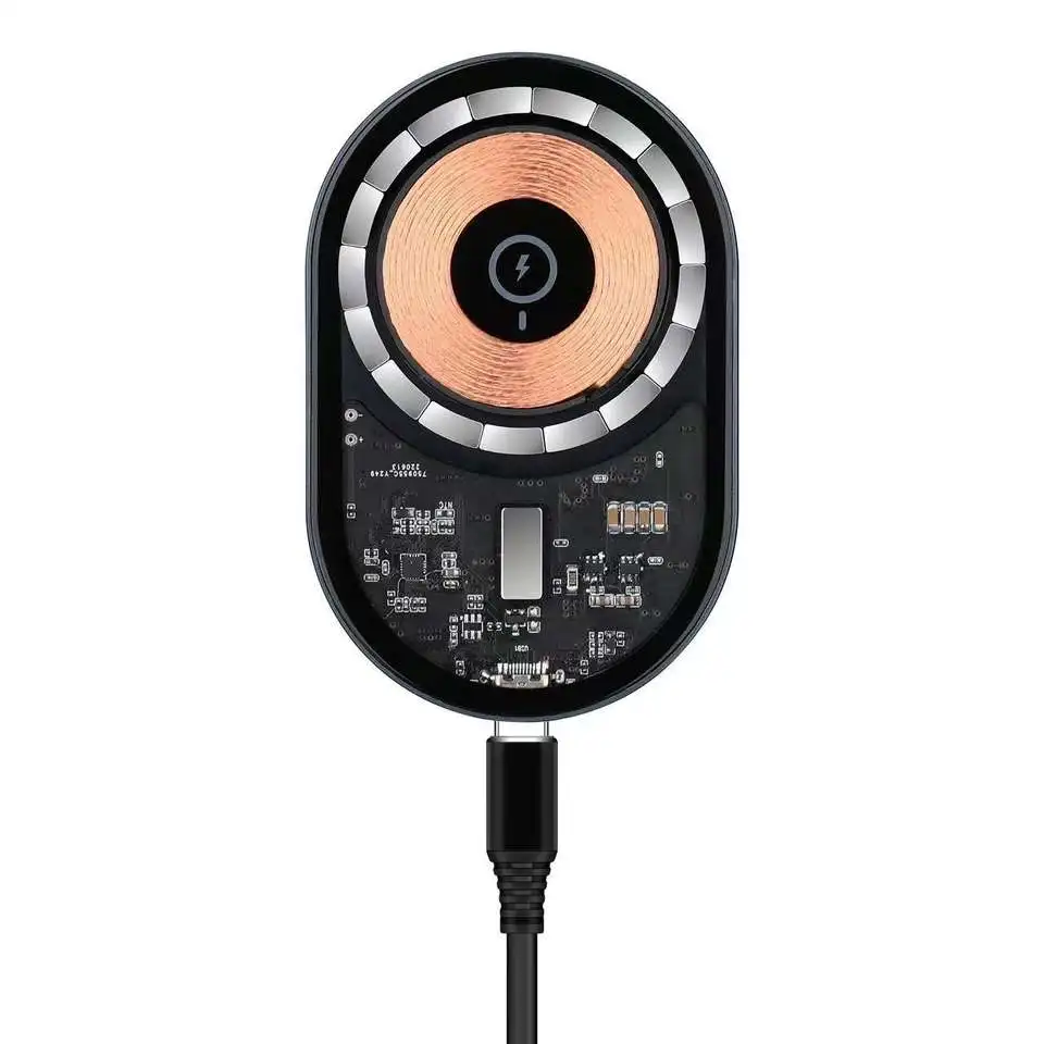 Best Sell on Transparent Wireless Car Charger 15W Qi Fast Charging Magnetic Charger Transparent Vent Phone Holder