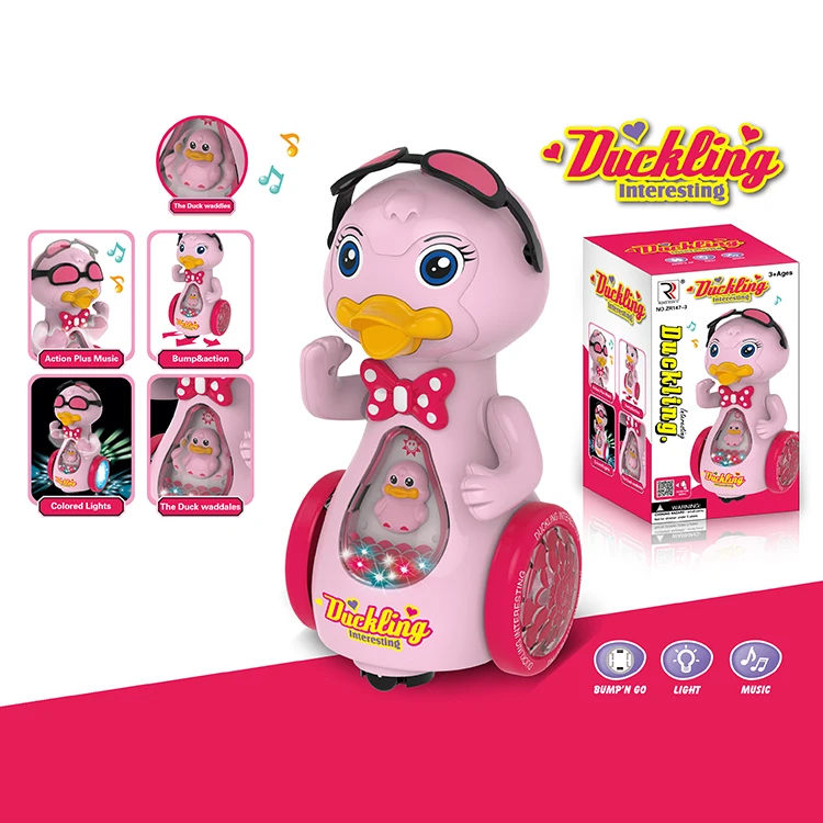 Children Musical Cartoon Animal Duck Toys Pink Electric Universal Lighting Music Sunglasses Duck