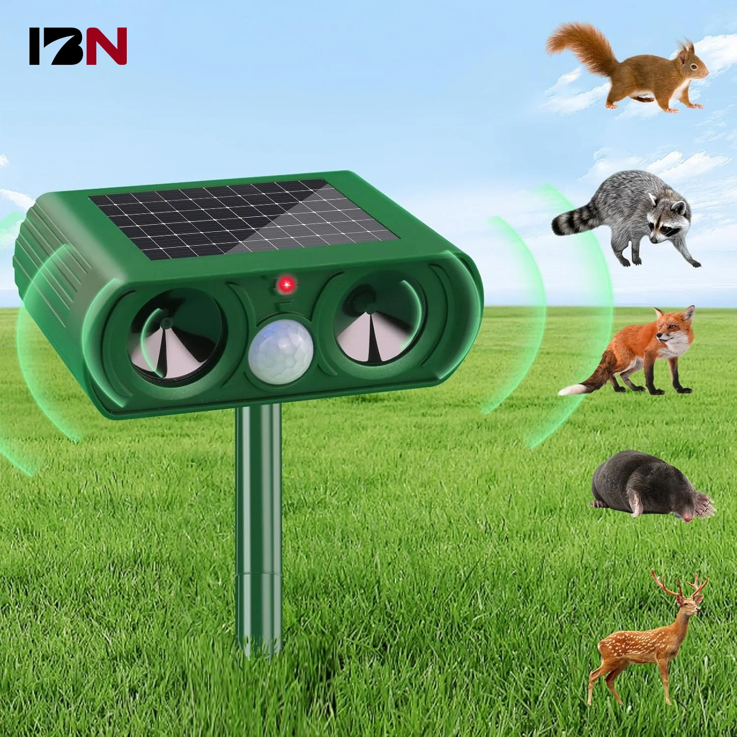 Outdoor Deer Repellent Devices Solar Animal Repeller with Motion Sensor Rodent Solar Ultrasonic Animal Repeller