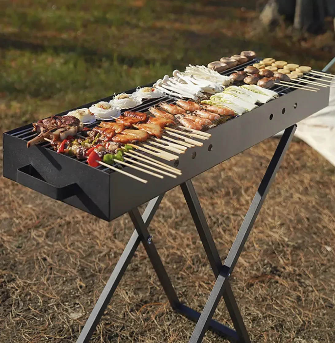 Stainless steel grills Outdoor picnic camping portable large-carbon grills