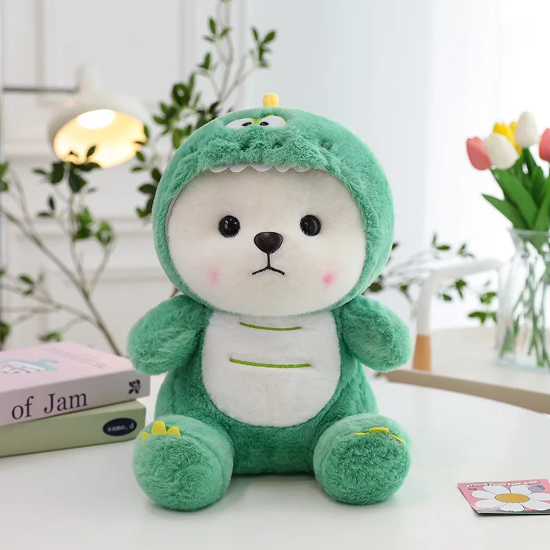 factory direct price 28cm 40cm 50cm 65cm lina bear Transforming green Dinosaur cute plush toy