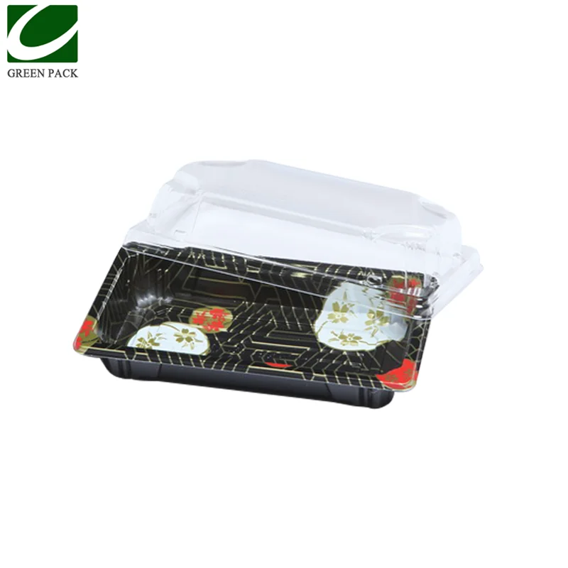 Chinese manufacturers supply directly disposable cheap plastic sushi box sushi party tray with lip