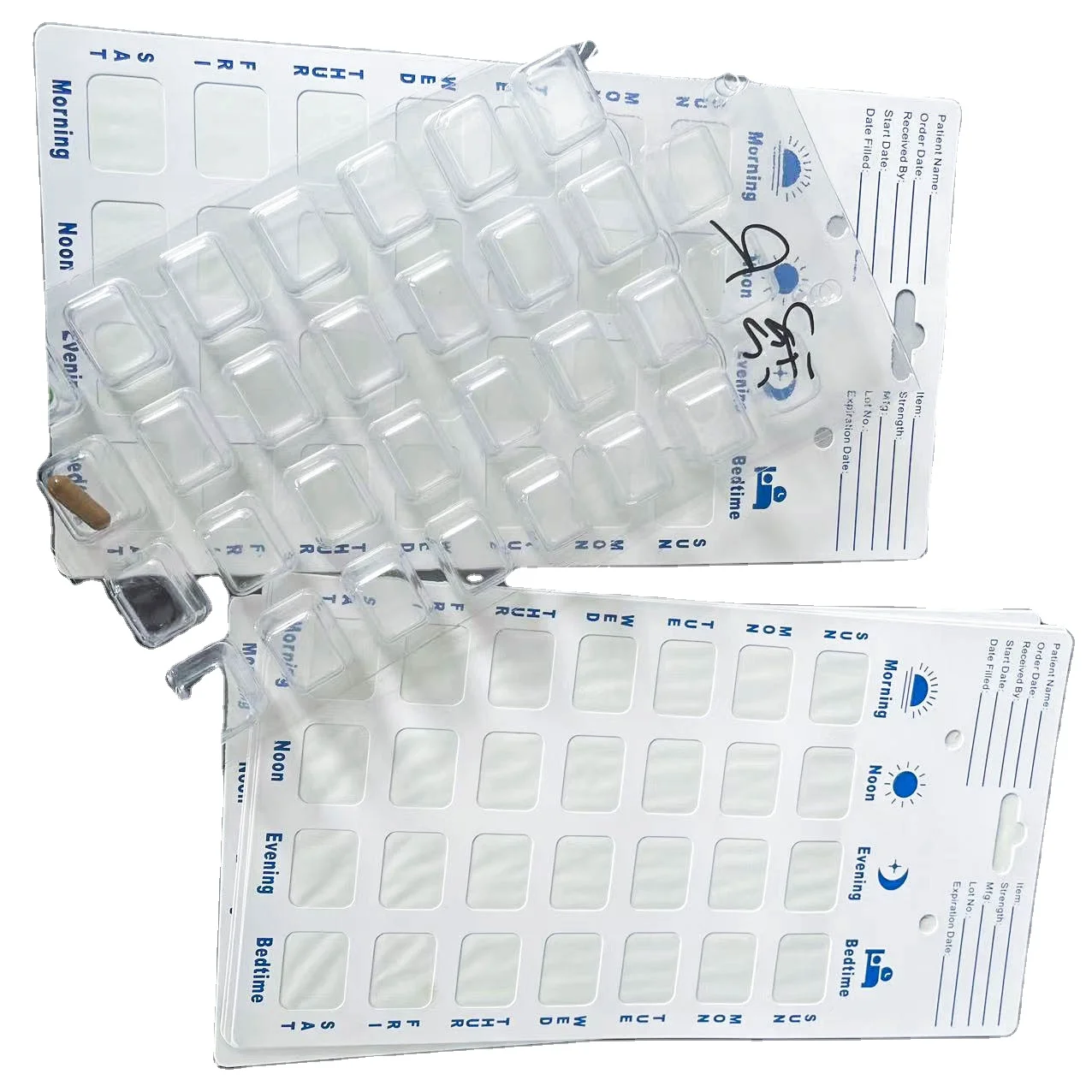 Customized Clear 7 Days Weekly Medication Pack Tray Capsules Pill Plastic Blister Packaging Tray Manufacturer