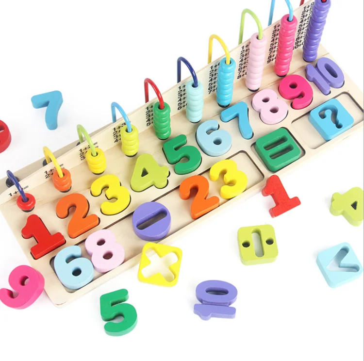Cheap wooden rainbow colorful montessory abacus rack math game tool Educational preschool baby kids children toys