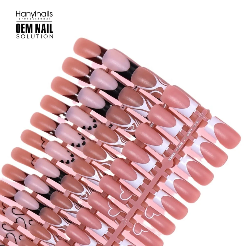 Hanyinails OEM Supplies Nail Beauty High Quality Acrylic Ultra Thin Nail Tips French Pattern Gelly Nails Tips