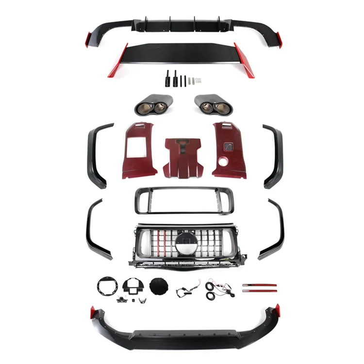 Hot Sell G class W464 G63 B900 R style 2019-2022y Dry carbon fiber bodykit for rear wing spoiler muffler tips over fenders