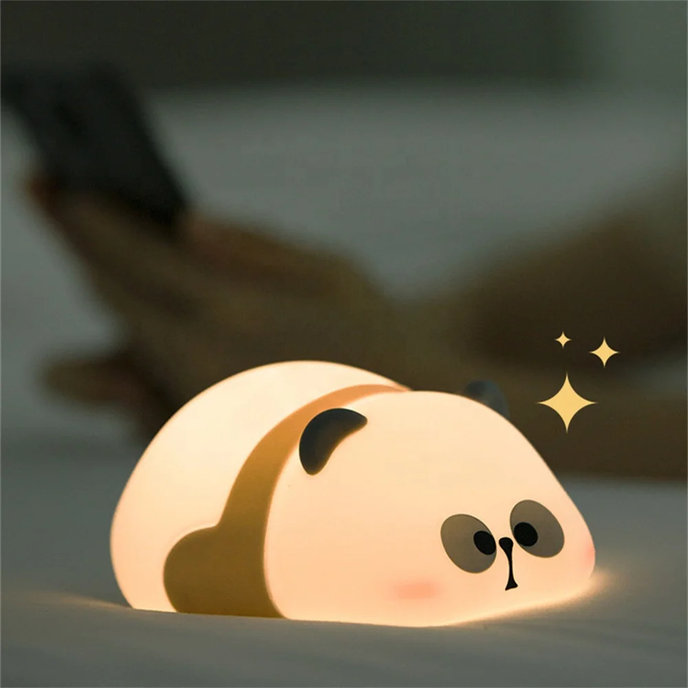 Biumart Children Night Light Silicone Long Lasting Eye Protection Pat Control New Product Wholesale Price Panda Night Light