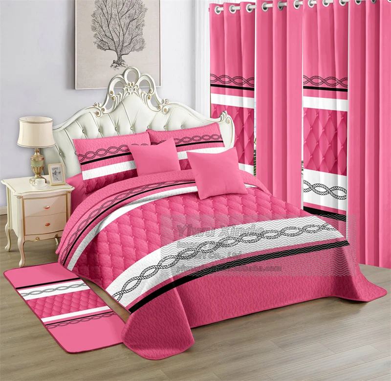 Fast ship cheap price luxury America style 12 pcs bedspread bedding sheet set with matching curtains king size