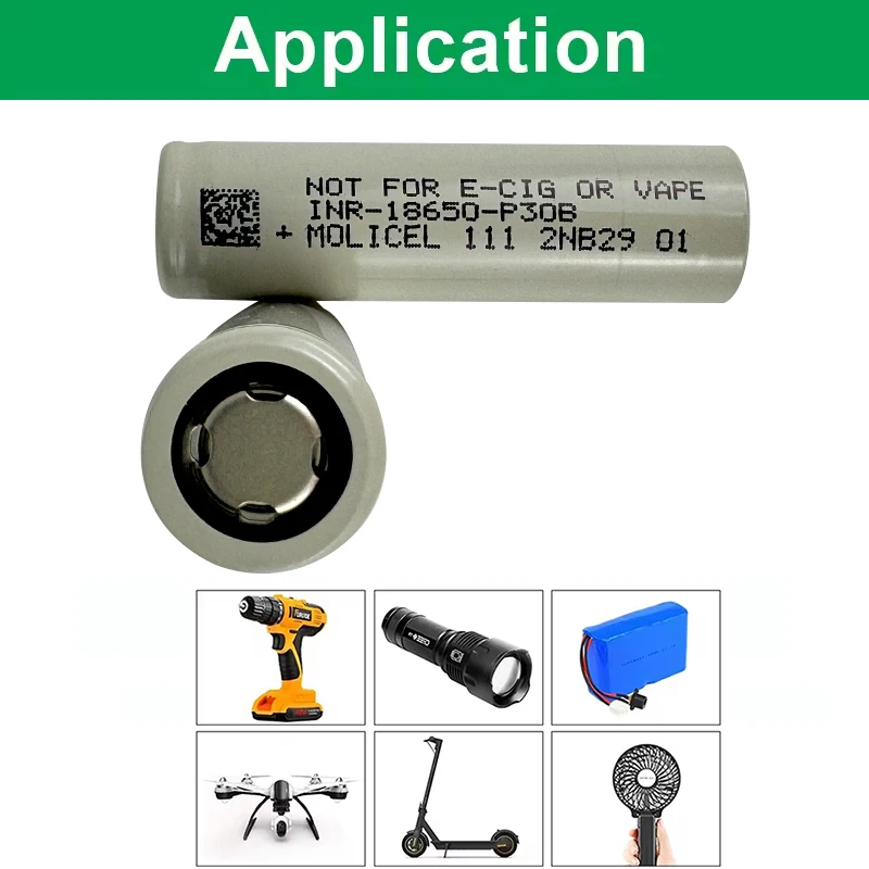 Литий-ионная аккумуляторная батарея Molicell 18650 3000 мАч 6a 36a 12c molicel inr18650 p30b