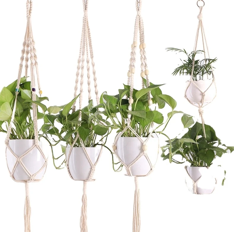 100% Handmade Macrame Plant Hangers Wall Hanging Shelf Indoor Decorative wall flower pot for Home Decor