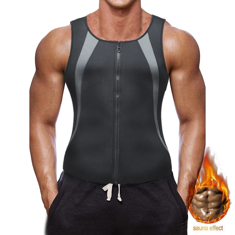 Sample Free Low MOQ LOGO Custom gym wear for men Men Waist Trainer Vest Hot Neoprene Sauna Suit  Zipper Tank