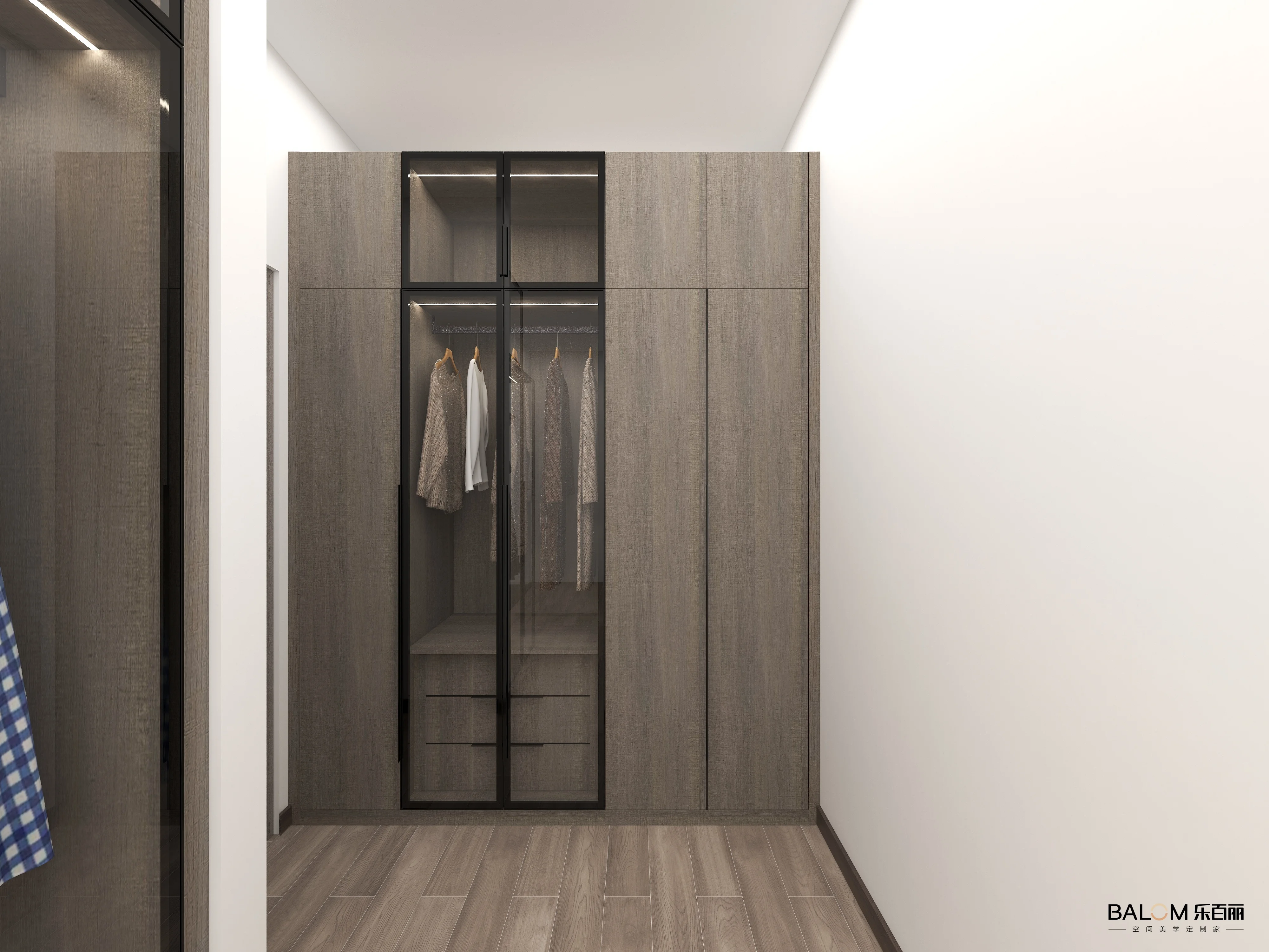 OEM ODM supplier high quality luxury wood wardrobe cabinet glass door walk in wardrobe