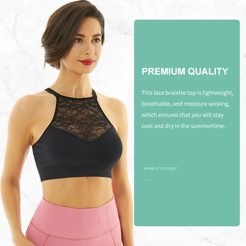 WZX Customized Womens Every Day High Neck Lace Halter Cutout Back Strap Seamless Bralette Size One-piece Wire Free Bralette Bra