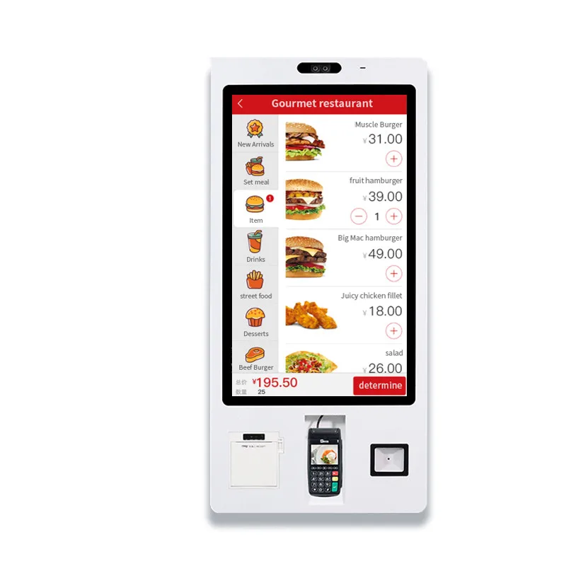 21.5inch Mcdonalds /KFC Payment Kiosk Self-Service Touch Screen Ordering Kiosk