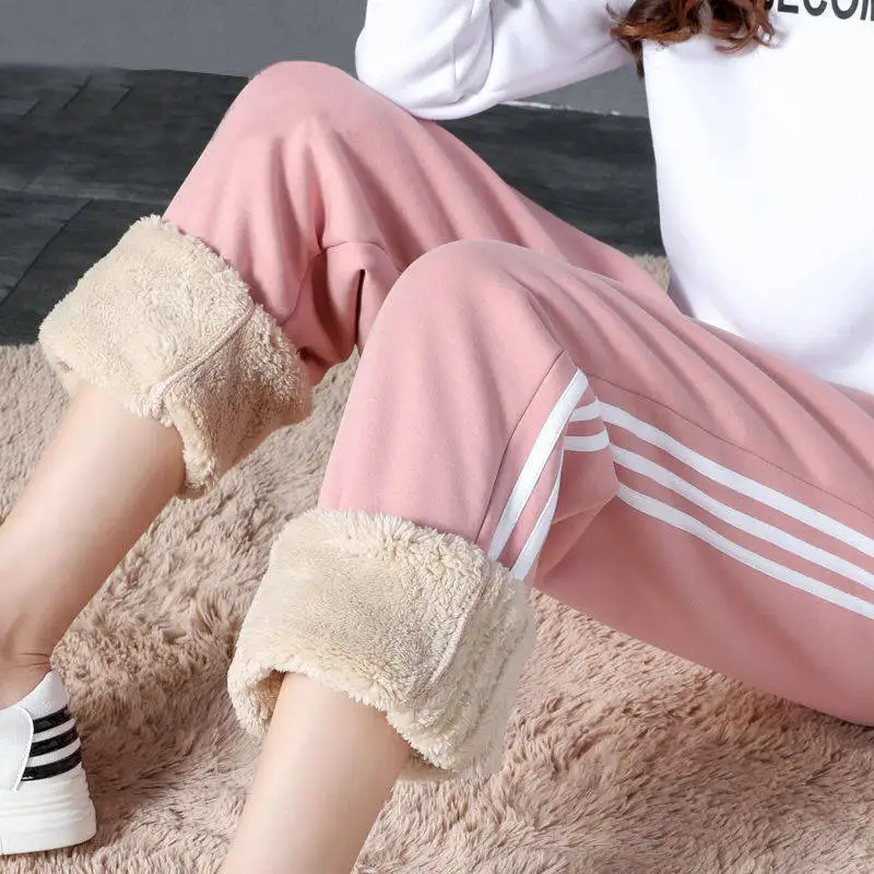 Women Winter Fleece Thick Warm Trousers High Waist Sport Workout Pencil Pants Plus Size Female Jogging Harem Pants