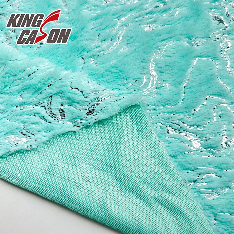 KINGCASON Chinese Manufacturer Anti-Wrinkle one-sided Stamping Hot Silver 100 polyester PV Fleece Fabric For Blanket