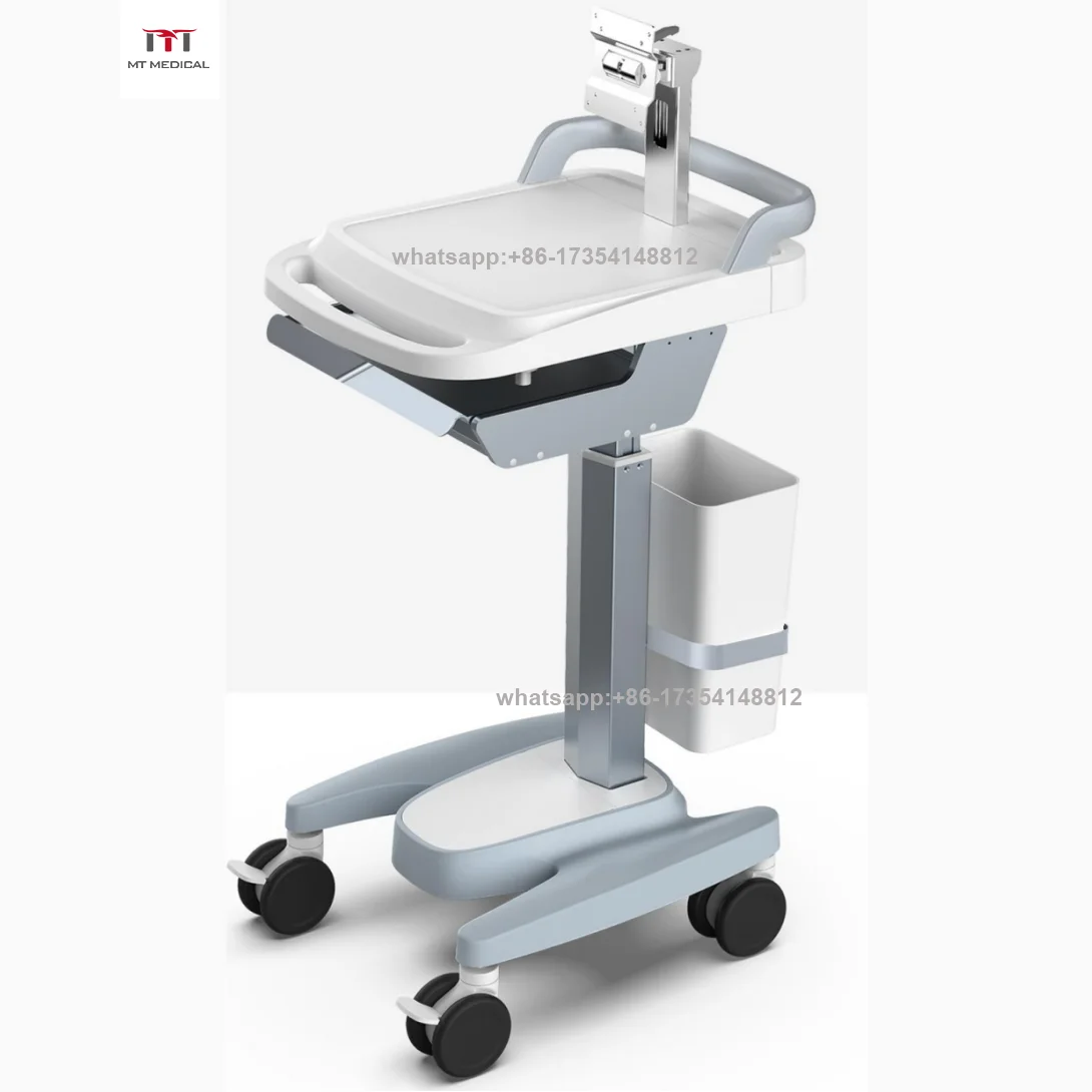 Hospital equipment adjustable height workstation ultrasound machine trolley