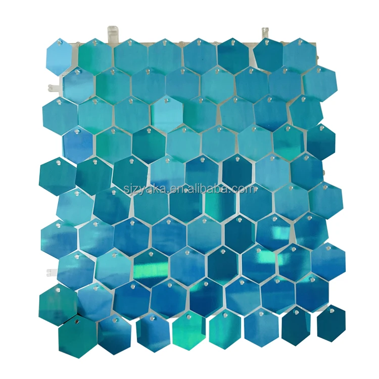 New hexagonal honeycomb shape wedding events interlocking sequin shimmer wall panels backdrop