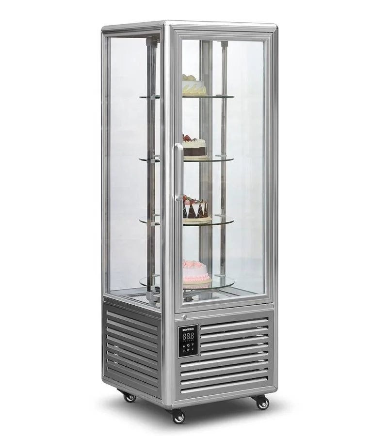 Rotating system Bakery vertical  display Refrigerator / Cake Bread upright glass showcase Chocolate fridge