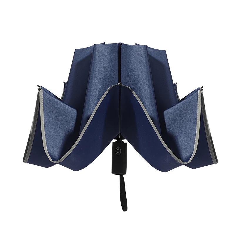 Wholesale Automatic Open Close, 3 Folding Inverted Reversed Umbrellas With Logo Print Custom Windproof Travel Foldable Compact/