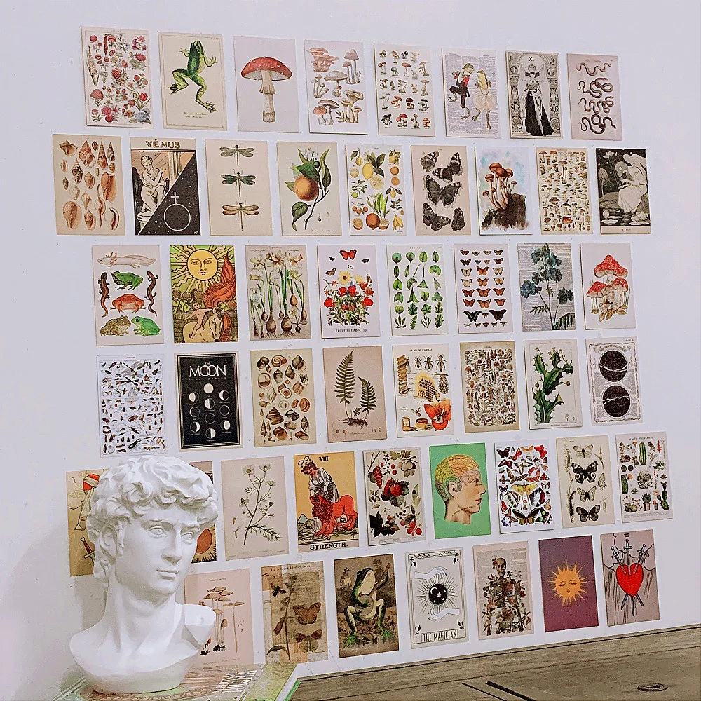 50 postcard posters decorated with vintage 1950s comic wall stickers