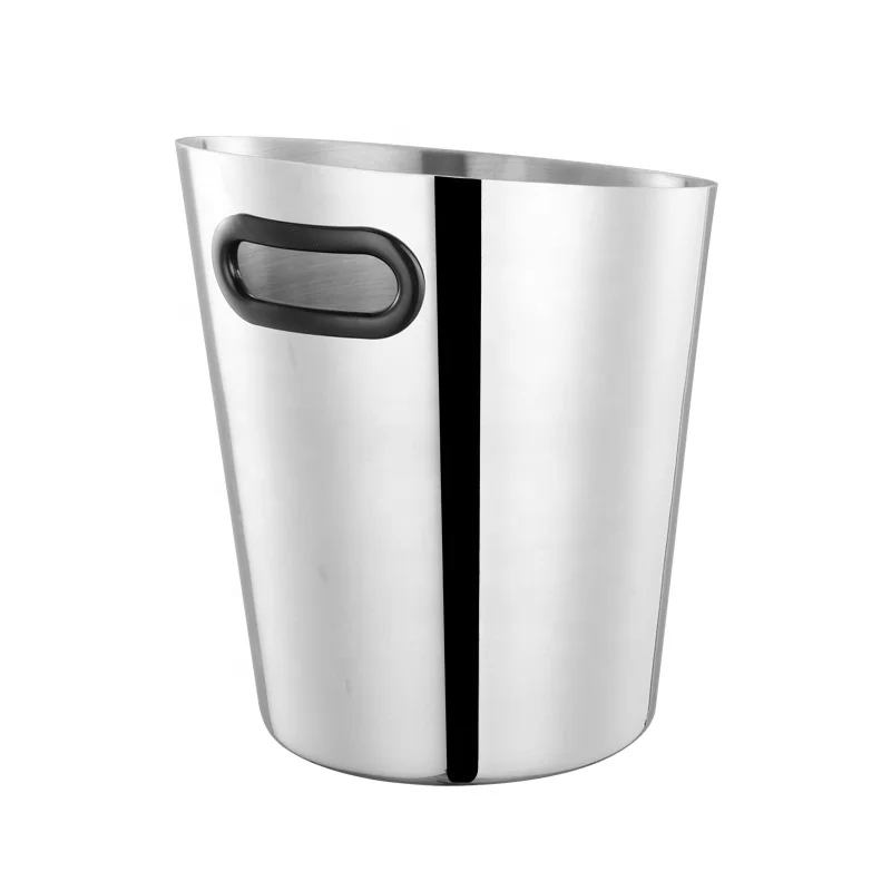 Hot-selling stainless steel buckets for champagne with handle for bar metal beer bucket ice bucket