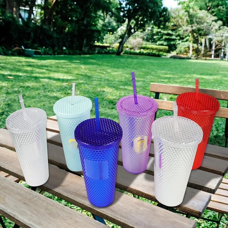 amazon top seller 2022 Matte Rivets Plastic Tumbler with Lid and Straw, 24OZ/710ML, Customizable DIY Cold Cup