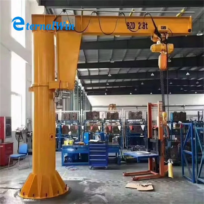 5 ton 6 ton electric lifting free standing marine jib crane with mobile electric chain hoist price
