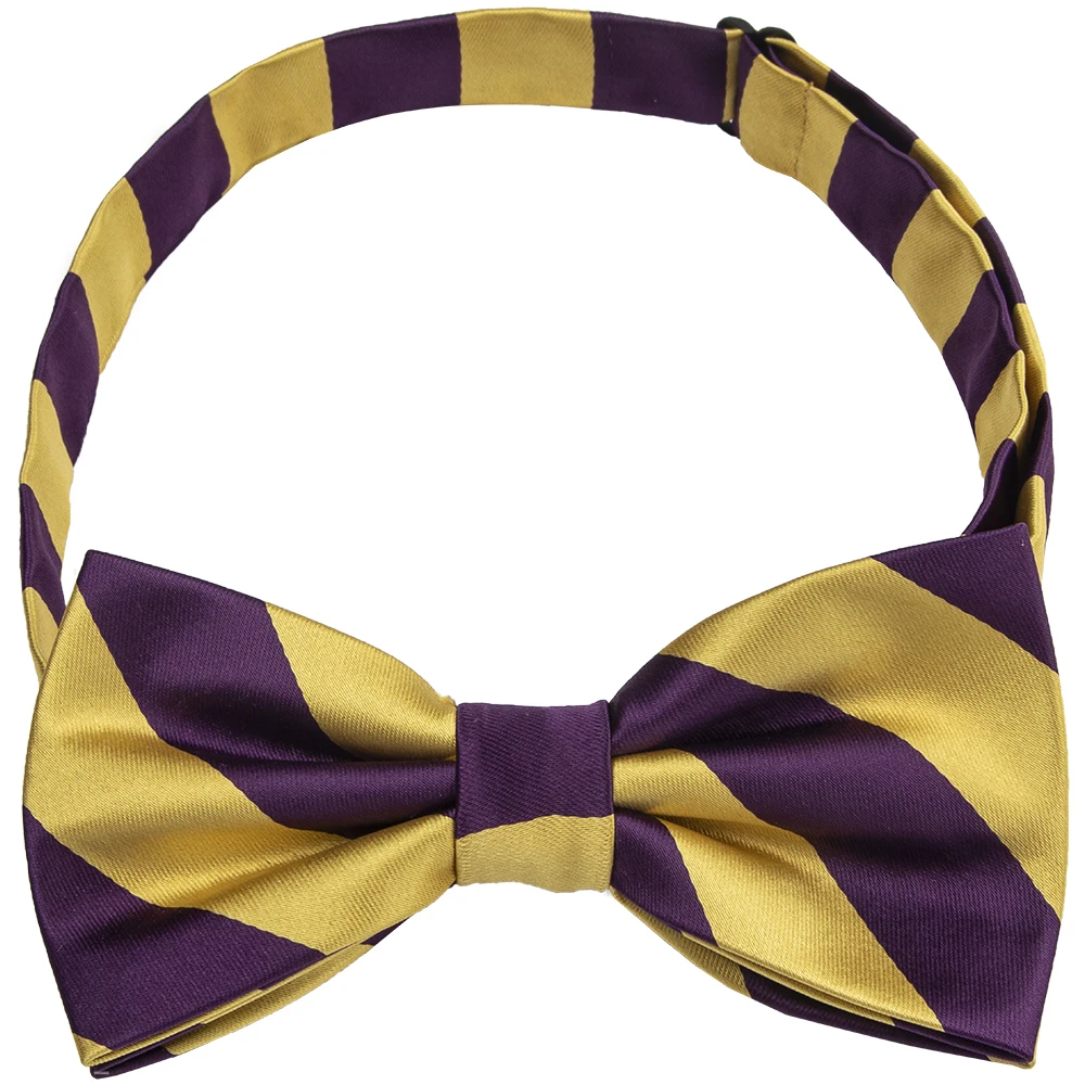 Custom Striped Mens Pre-tied Bow Tie And Self Tie Bow Tie And Pocket Square With Company Logo Designs Gift Box Set