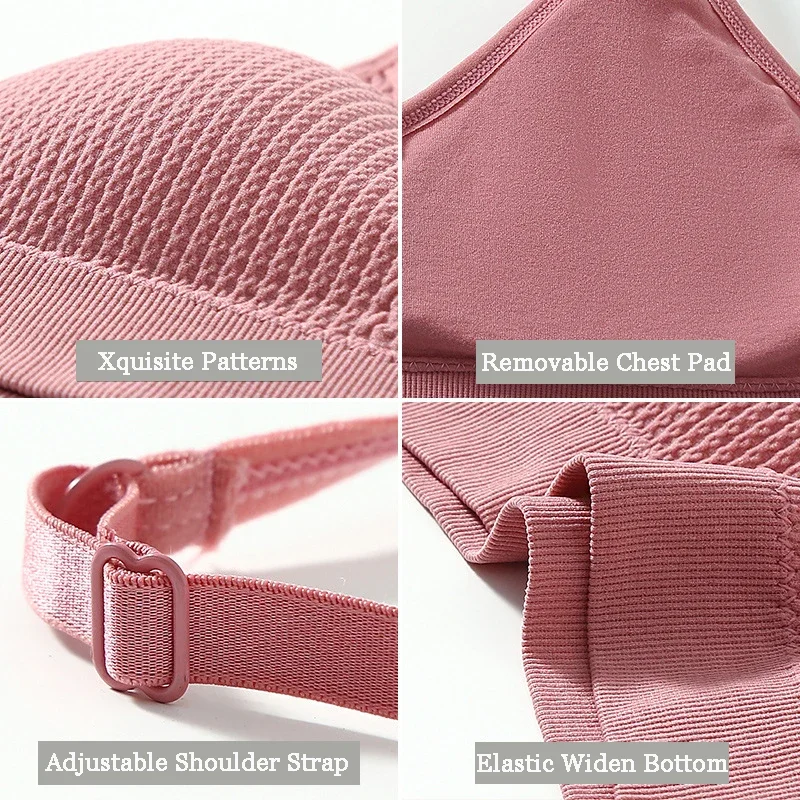 Women Seamless Bra and Panties Set Sexy Lingerie Wireless Underwear Tops Set Low-waist Thong Panty Wire Free Bra Underwear Set