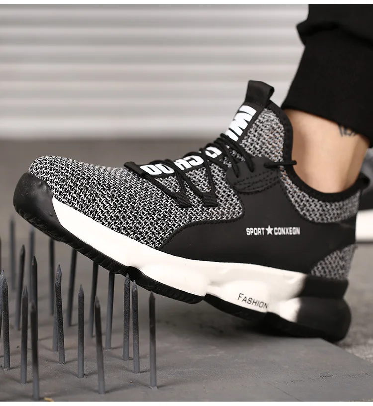 Hot Sale Safety Shoes Fashionable Steel Toecap Breathable & Comfortable Casual Wear-resistant  Men Work Safty Shoes