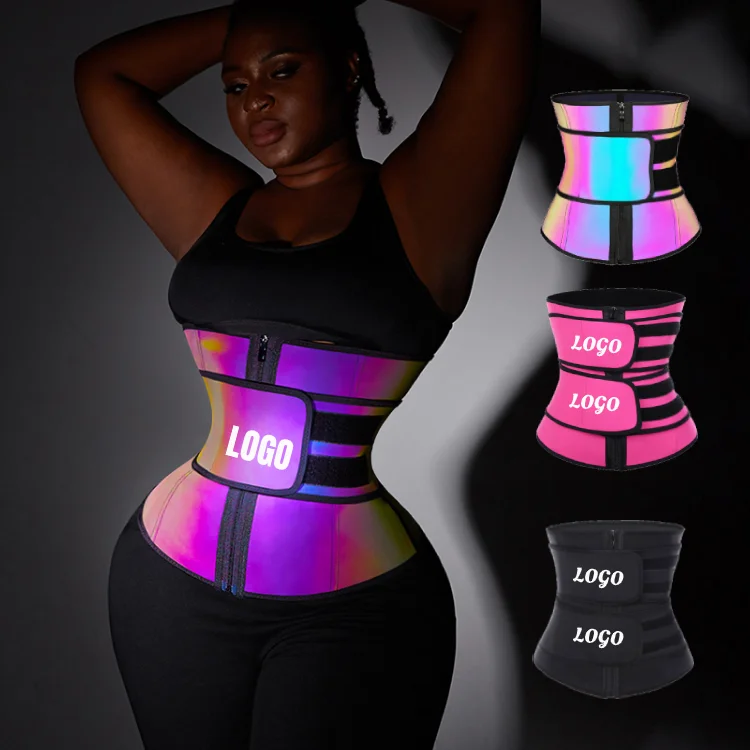 
New Arrival Plus Size Latex Reflective Waist Trainer Private Logo Label 7 Steel Boned Slimming Waist Trimmer Shaper 