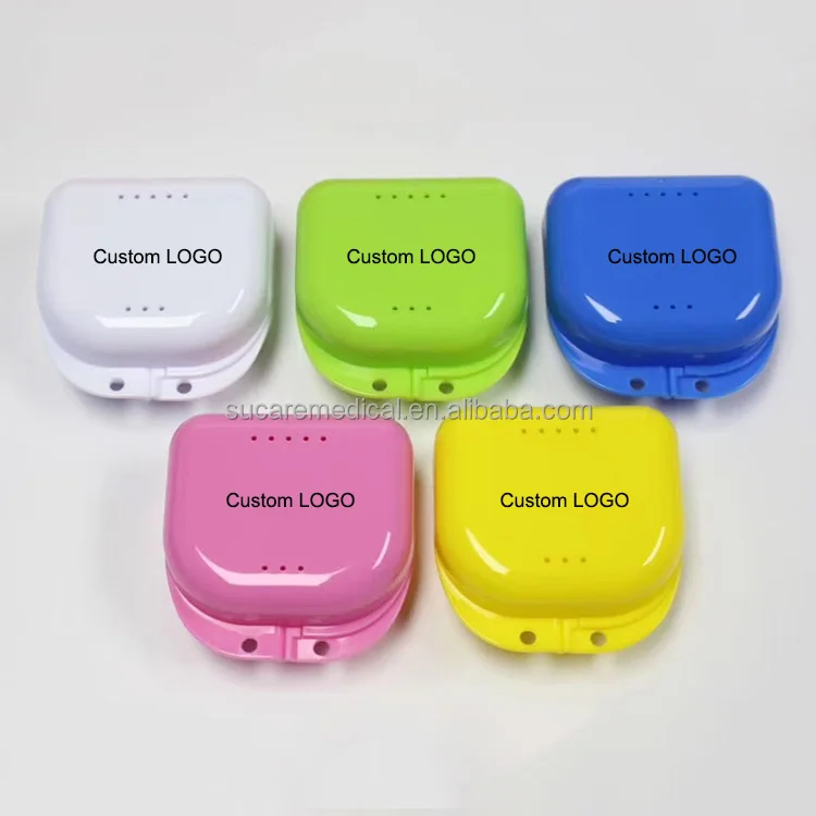 Plastic Colorful Orthodontic Aligner Brace Box Portable Dental Retainer Case