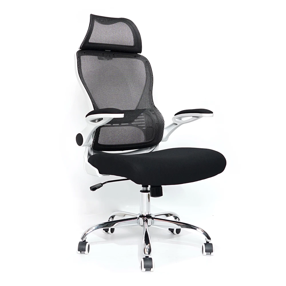 Kabel White Frame Black Mesh Flip Up Armrest Wholesale Luxury Designer Ergonomic Office Chair