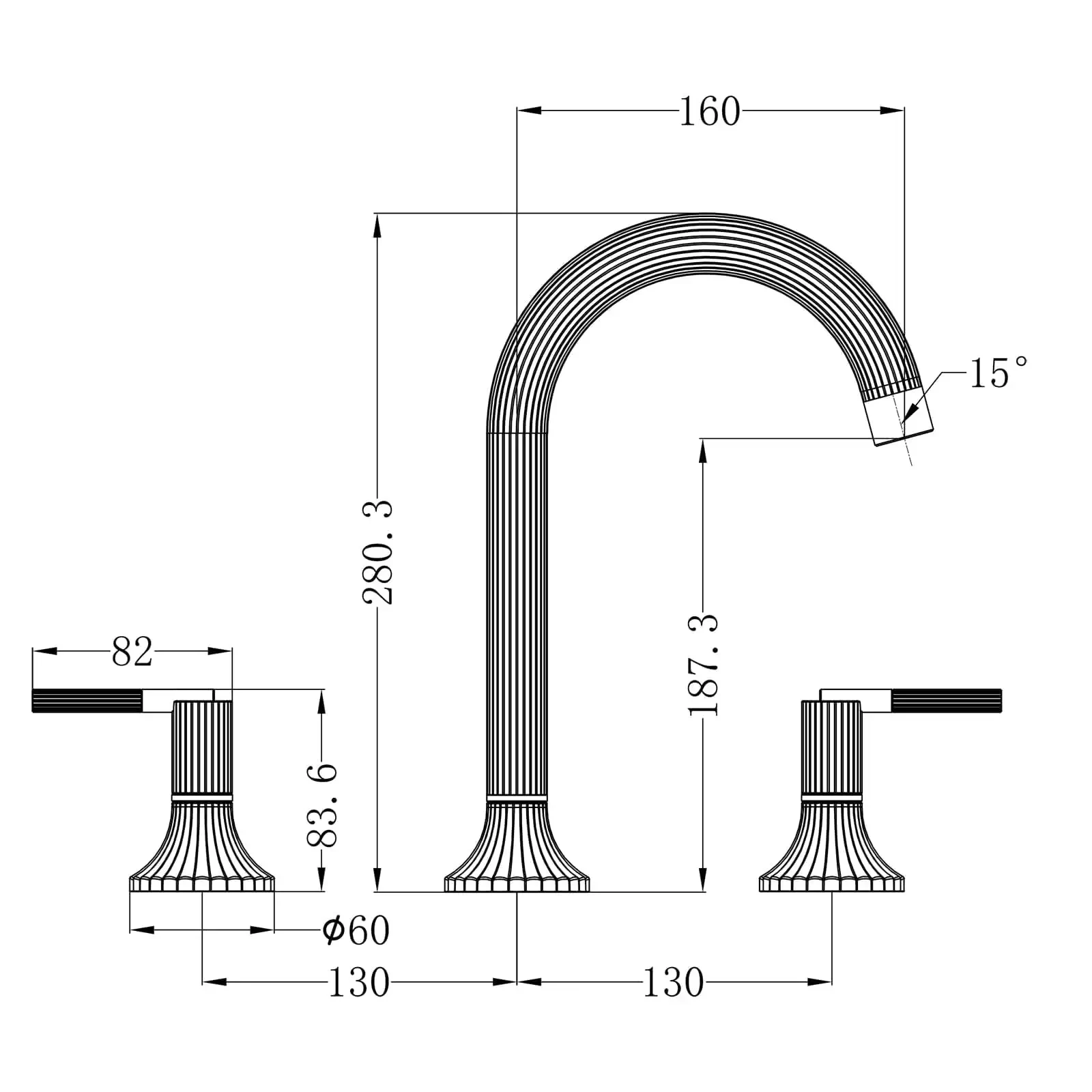 YSW New Design Luxury faucet Golden Bathroom Sink 3 Holes Double Handle Wash Basin Deck Mounted Vanity Basin Mixer Taps