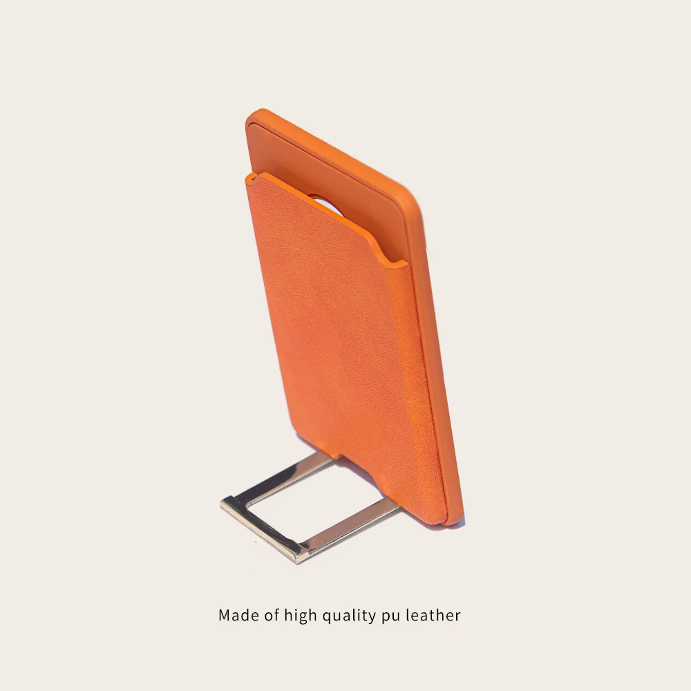 Glue sticker luxury phone accessories leather magnetic card holder wallet with stand for phone