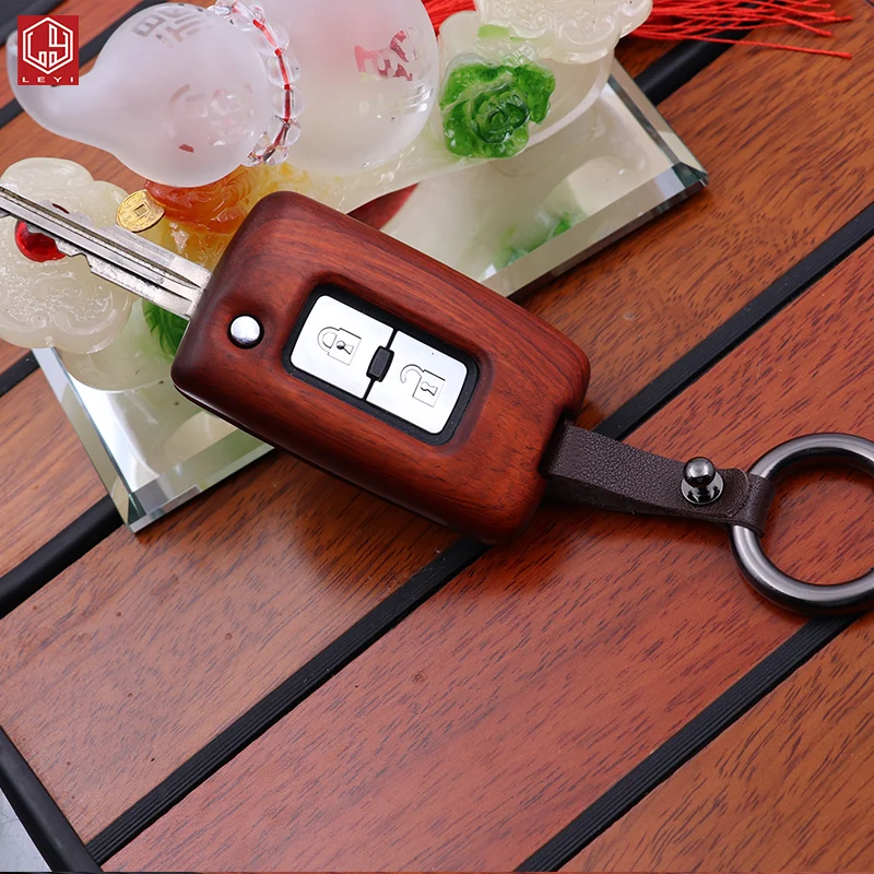 
LEYI Car modification red Sandalwood High quality Auto parts wholesale car Key bag for Pajero V97 v93 V87 