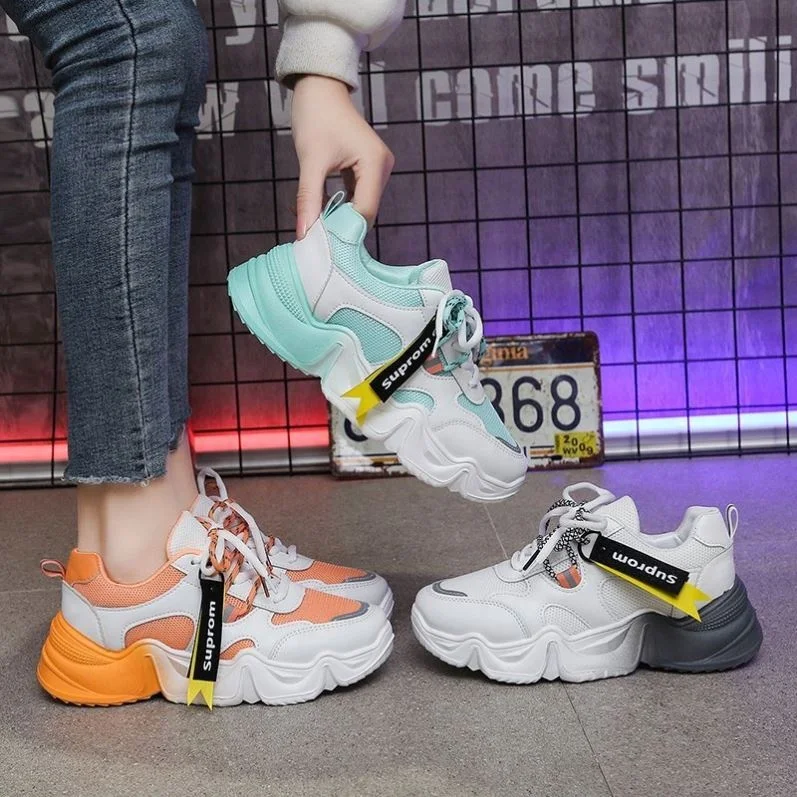 Women Fashion Sneakers Platform Lace Up Casual Shoes Woman  Designers Mesh Tennis Female Walking Running Trainers Chunky Sneaker