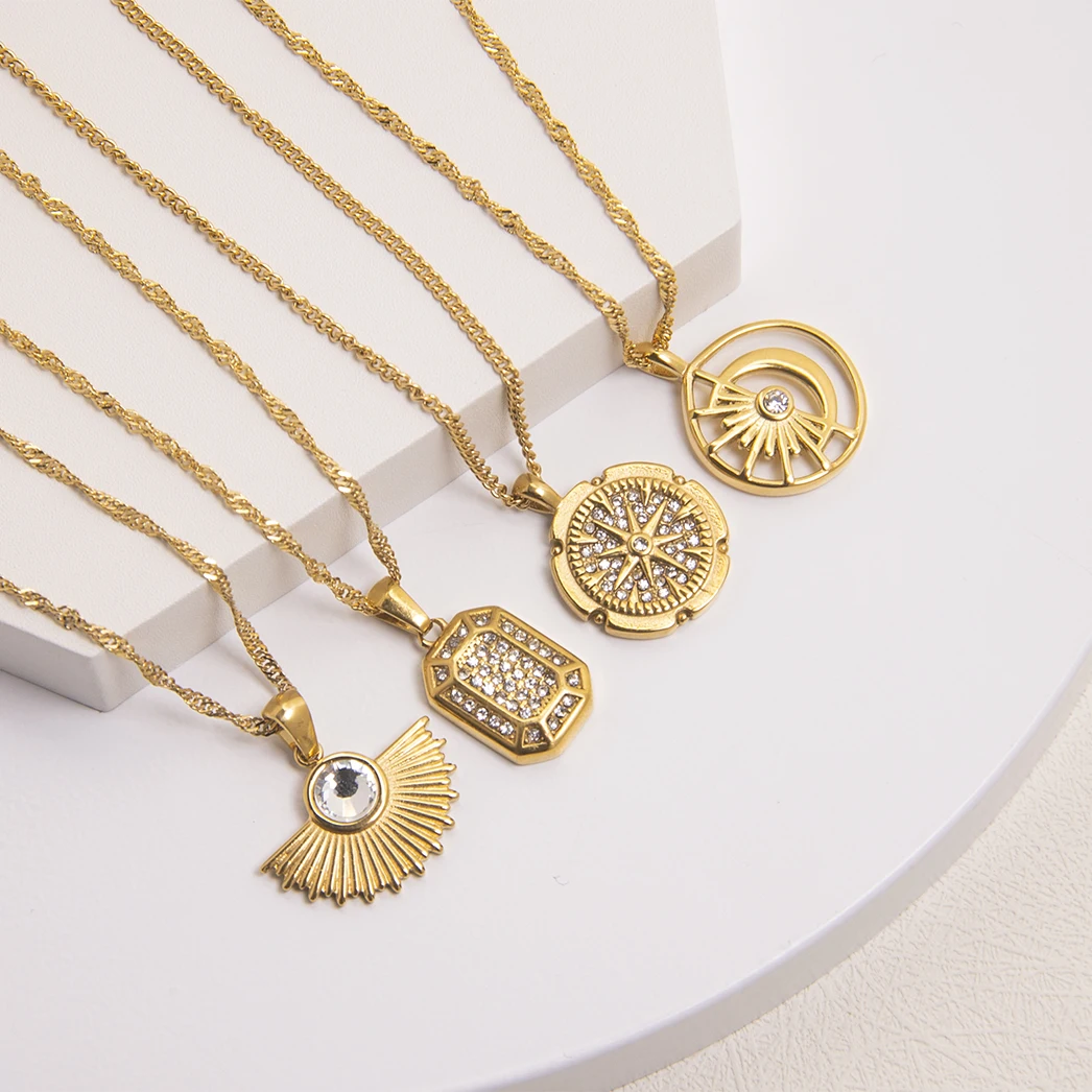 Powell изящное изысканное ожерелье с цирконом солнце луна позолоченное без придания блеска оптовая продажа