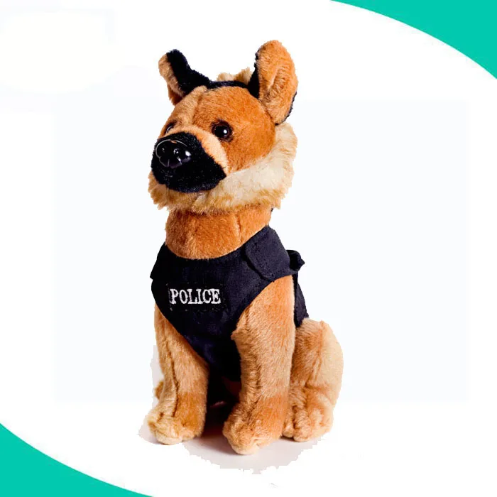 wholesale custom stuffed police dog plush toys with clothes  plush police dog
