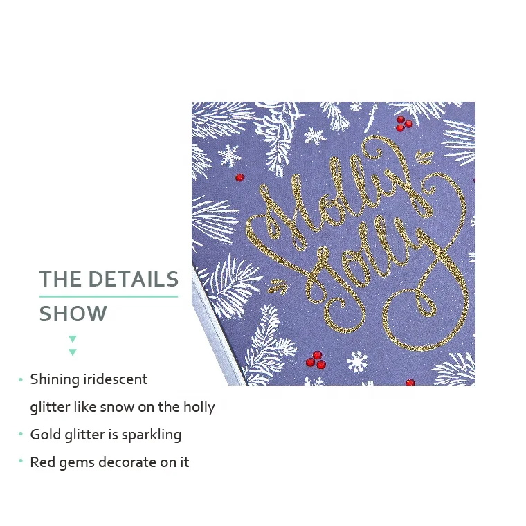 Custom Printing Handmade Winter Holiday Cards, Shiny Glitter Cards Christmas Greeting Cards