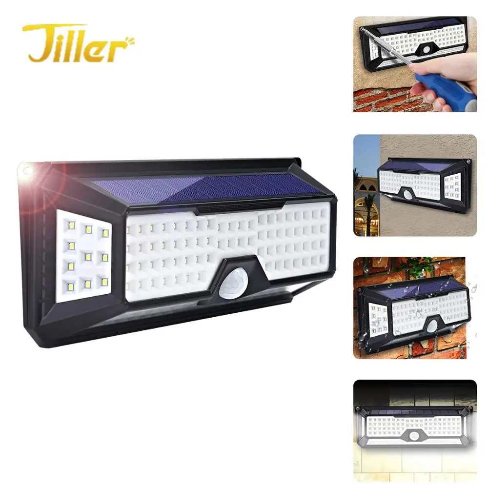 new product 1000 lumen 136 LED solar LED outdoor pir motion sensor wall light for garden