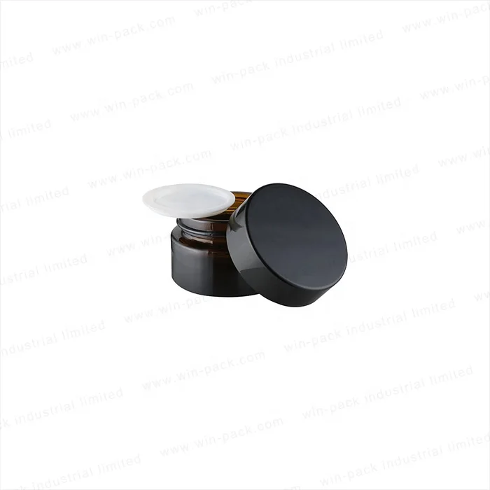 5g 10g 15g 20g 30g 50g 60g 100g raw material amber color glass jar with gasket and shiny black lid for face and eye cream