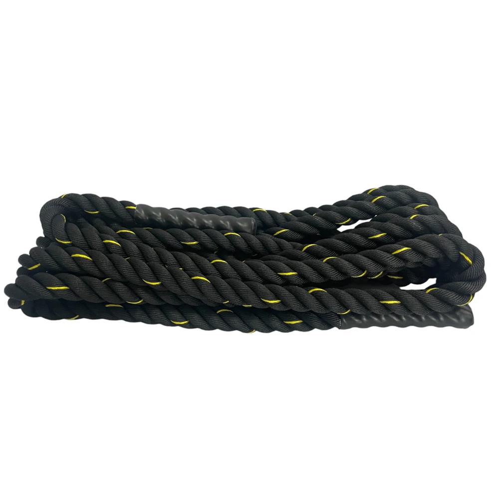 Black With Yellow Line Poly Dacron Battle Rope
